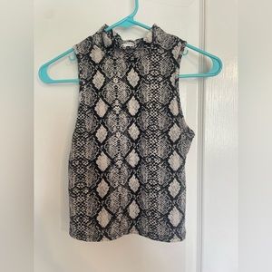 Black snake print halter crop top great condition worn once